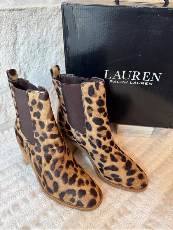 Lauren Ralph Lauren Shoes - Lauren Ralph Lauren Leopard-Print Chelsea Ankle Boots - Brown and Black Leopard.